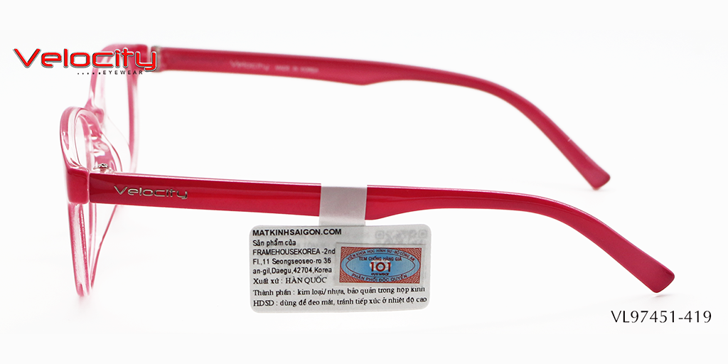 GỌNG KÍNH NHỰA NỮ VELOCITY VL97451-419 - Hình 5