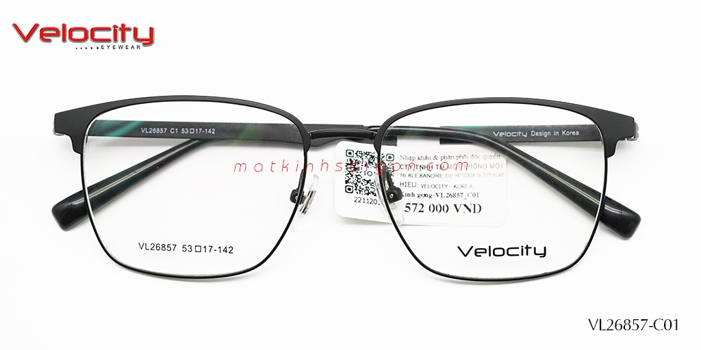 GỌNG KÍNH HỢP KIM VELOCITY VL26857-C01 - Hover
