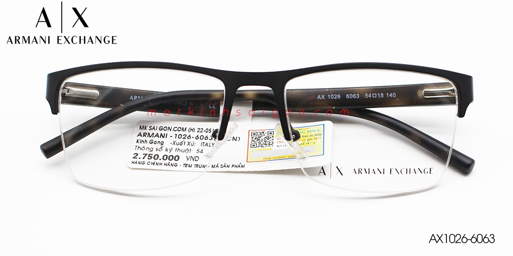 Gọng Kính Hợp Kim Armani Exchange AX1026-6063 - Hover