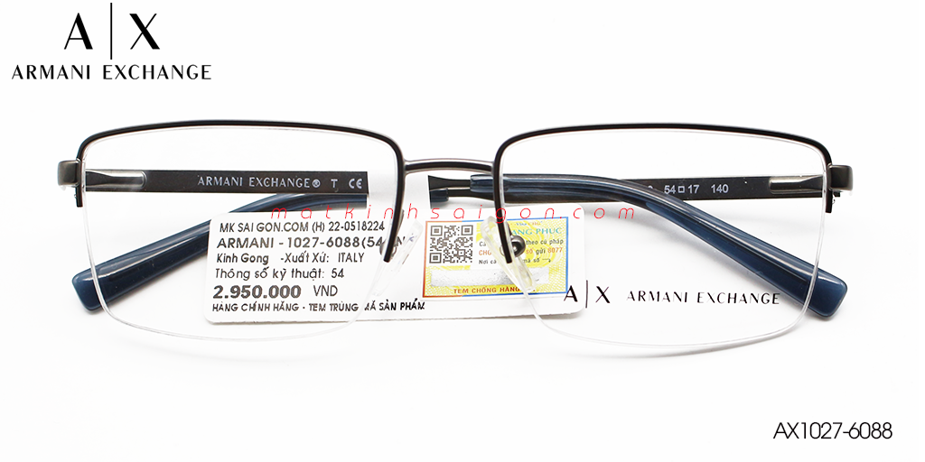 Gọng Kính Hợp Kim Armani Exchange AX1027-6088 - Hover