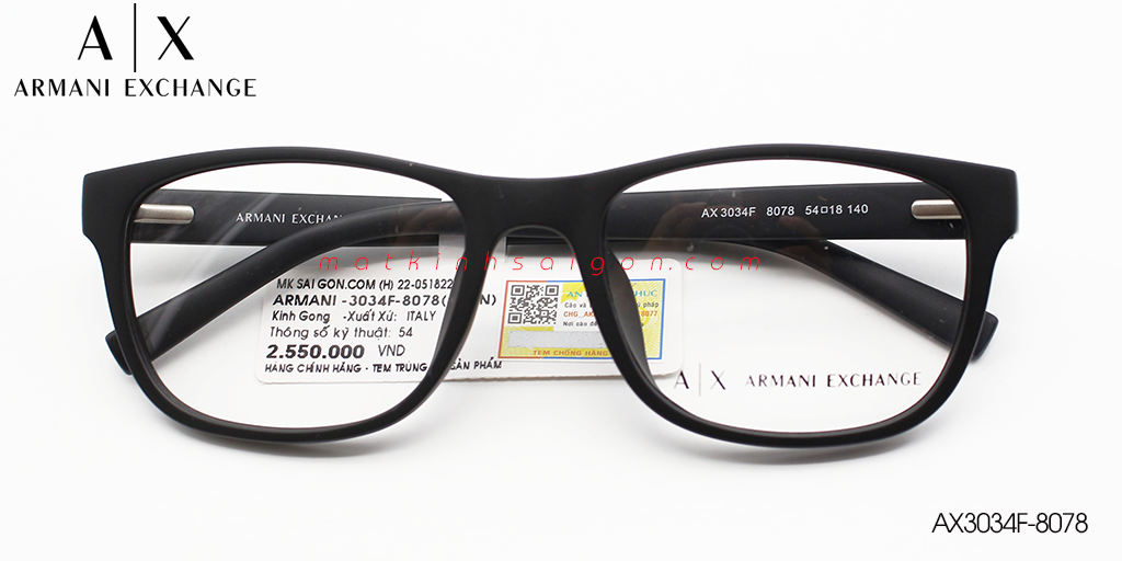 Gọng Kính Nhựa TR90 Armani Exchange AX3034F-8078 - Hover