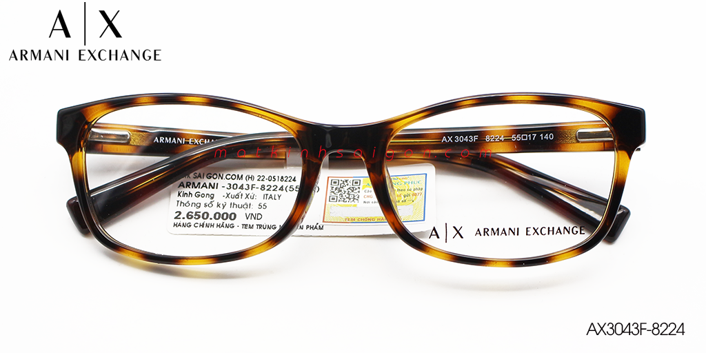 Gọng Kính Nhựa TR90 Armani Exchange AX3043F-8224 - Hover