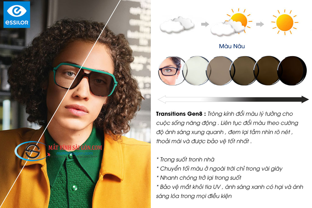 Tròng kính Đổi Màu 1.56 Essilor Trasitions Gen 8™ Colors - Hình 5
