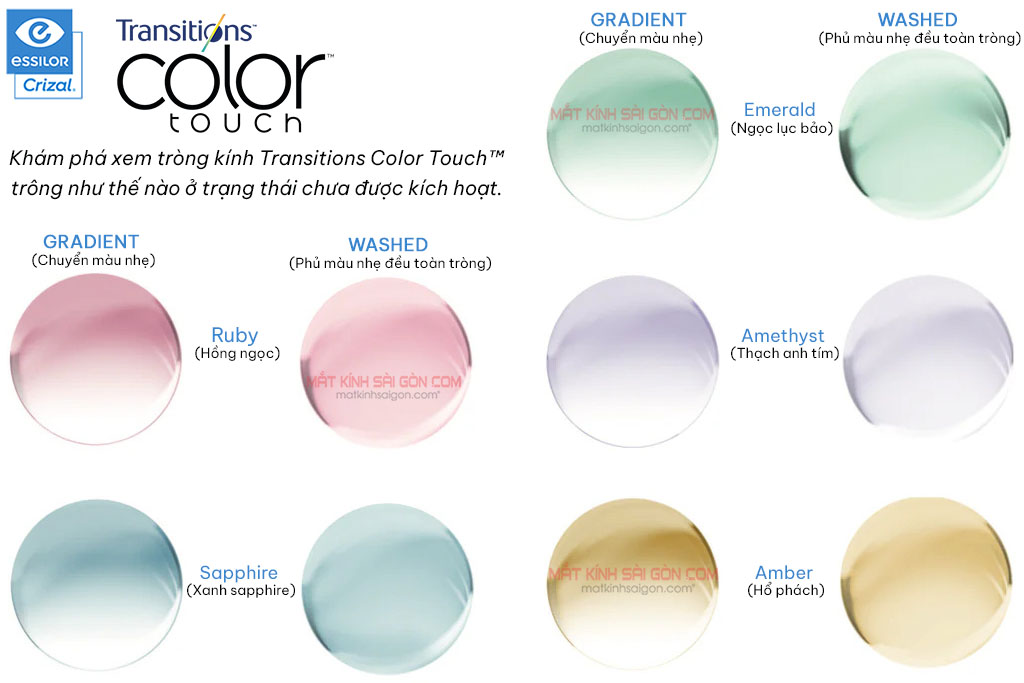 Tròng Kính Đổi Màu 1.50 Essilor Crizal® Transitions® Color Touch™ - Hình 3